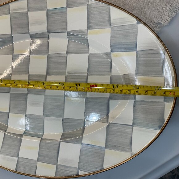 Sterling Check Enamel Oval Platter -NEW - Picture 15 of 15